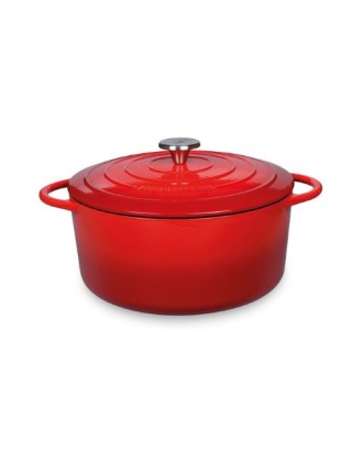 Oala rotunda din fonta, cu capac, rosu, 26 cm, Provence - KUCHENPROFI